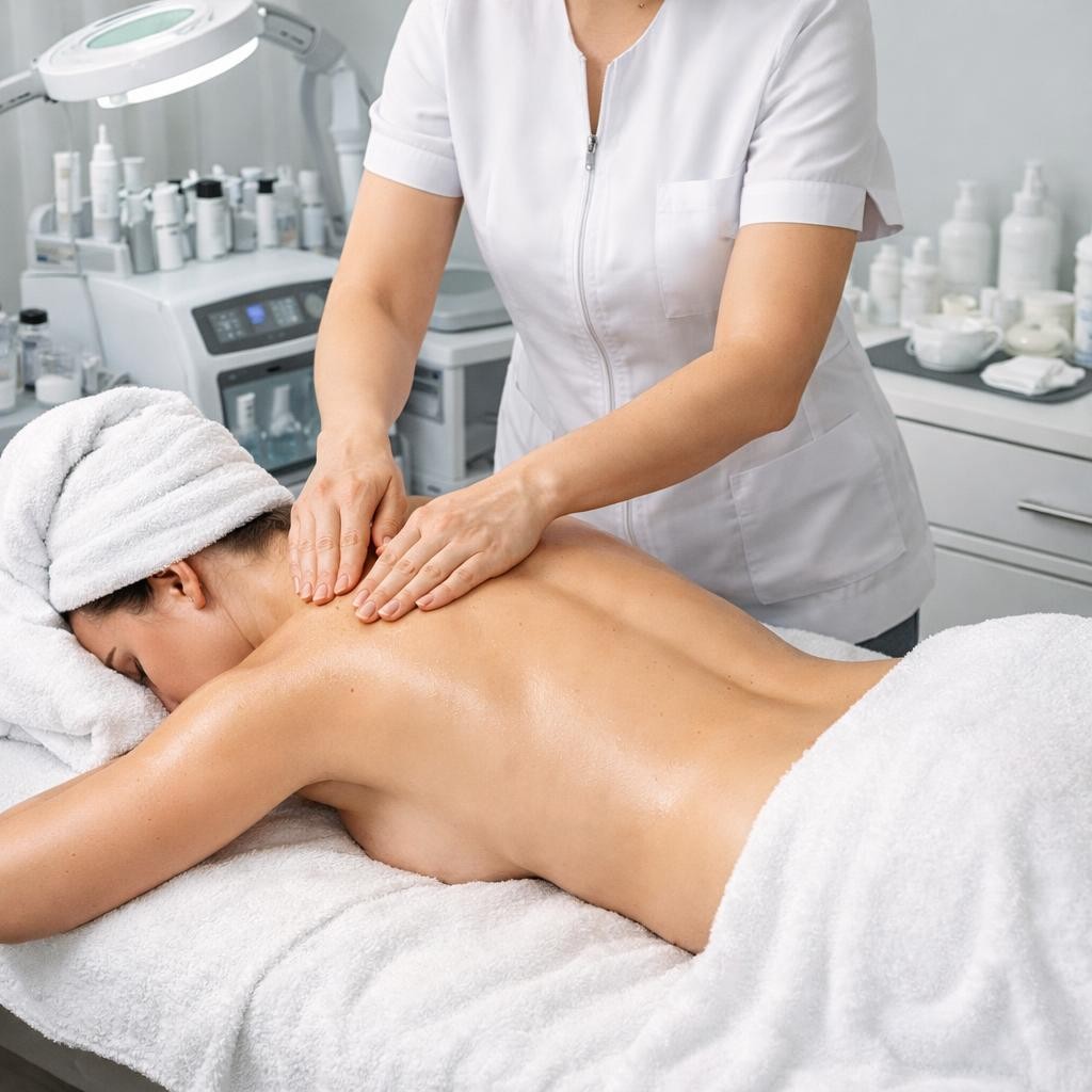 Clinical beauty salon massage, no beautician face